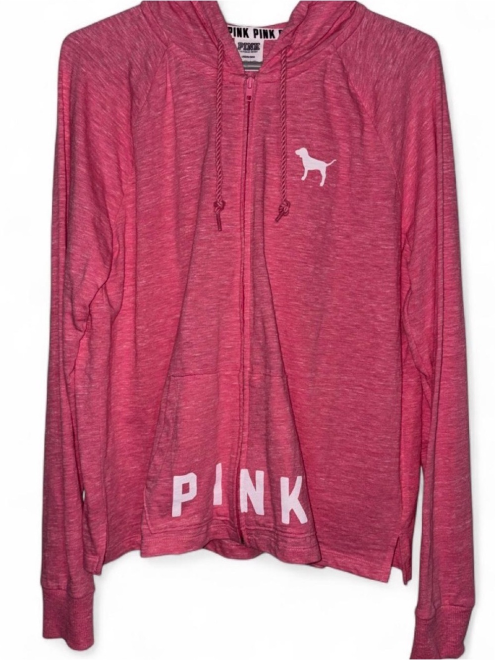Victoria's Secret PINK Heathered Bright Pink Zip Hoodie